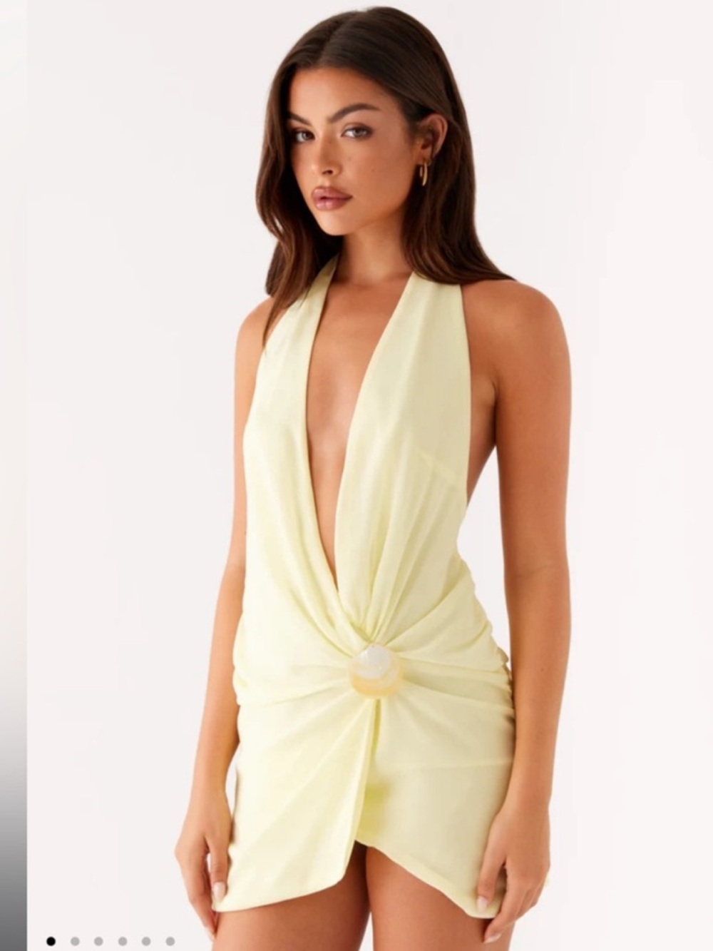Yellow Halter Twist Mini Dress - Women